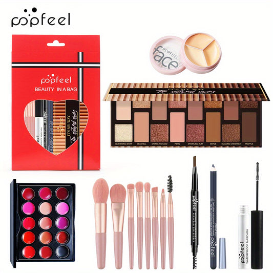 Makeup Gift Set with Brushes Eyeshadow Lipstick Concealer Powder