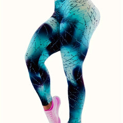 Block Print Fitness Yoga Pants High Stretch Running Workout Sports Leggings