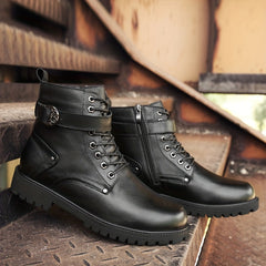 LAORENTOU Men's High Top Combat Boots - Non Slip British Style