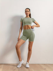 Seamless Short T Shirt & Shorts Suit for Yoga