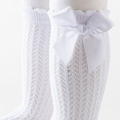 Baby Girls Knee High Socks Infants Toddlers Bow Knit Socks Cotton Stockings