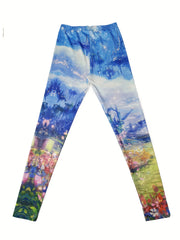 Graphic Print High Waist Skinny Leggings Women's Clothing