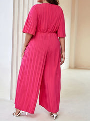 Casual Jumpsuit Women's Solid Half Sleeve Wide Leg