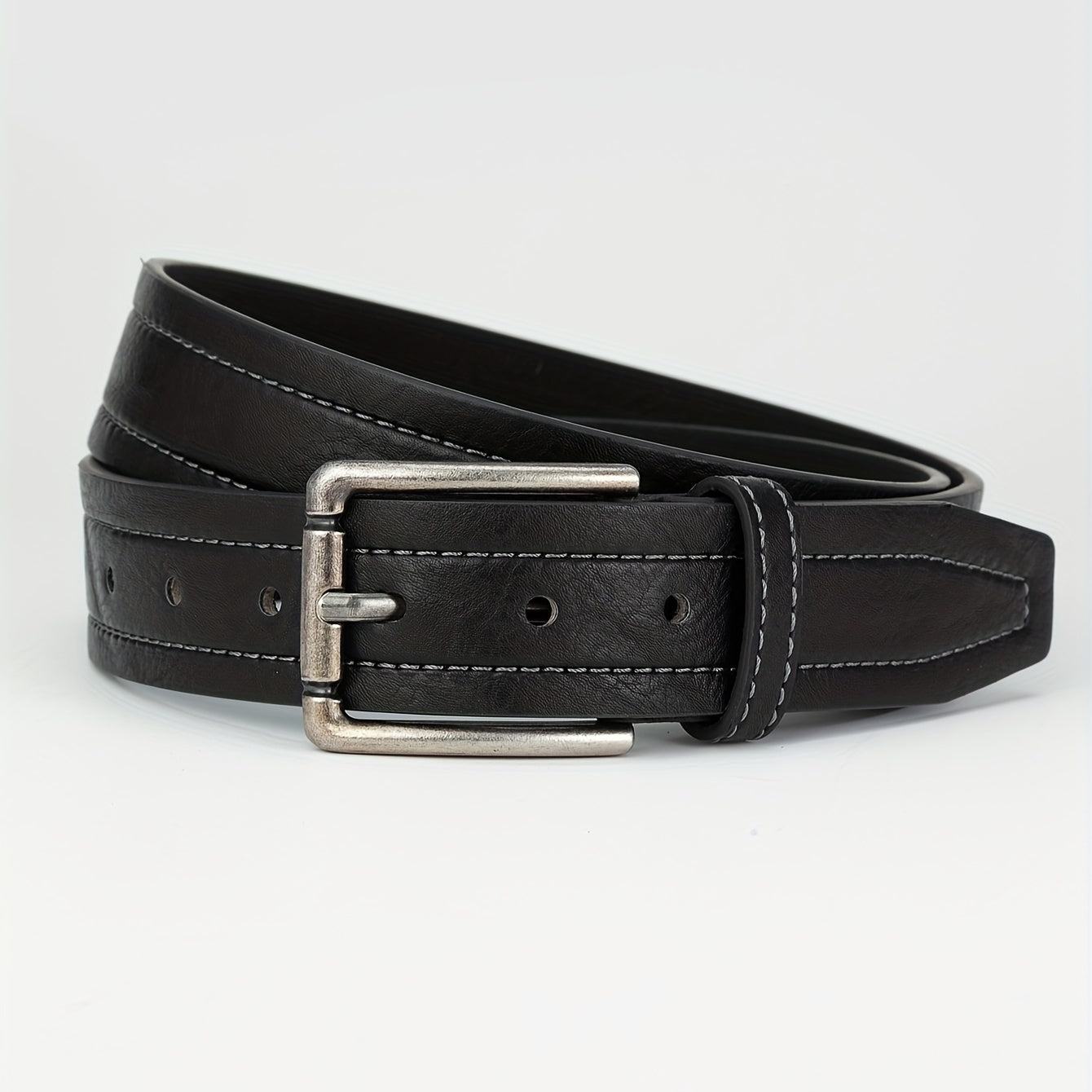 Men's Square Pin Buckle Leather Belt