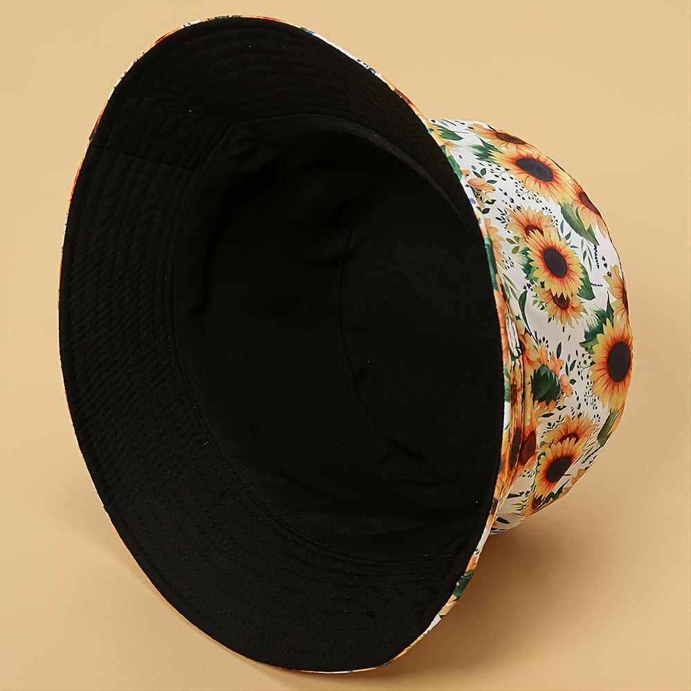 Classic Chrysanthemum Print Windproof Bucket Hat for Couples