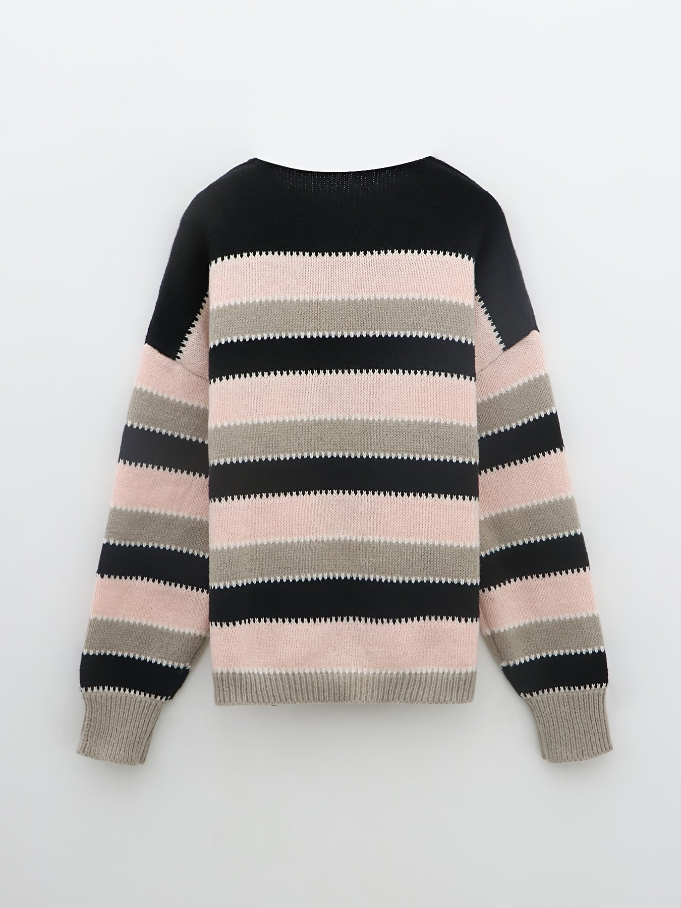 Colorblock Stripe Print Round Neck Jumper