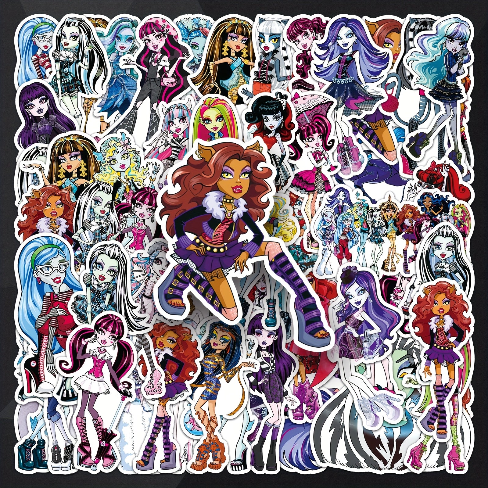 50pcs Anime Character Stickers Colorful Gothic Decals for Laptops & Phone Case