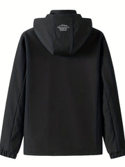 Hooded Windbreaker Jacket Men's Zip Up Coat for Outdoor Activities