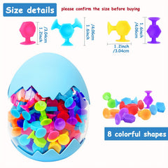 Suction Bath Toy Silicone Construction Blocks for Kids with Egg Storage