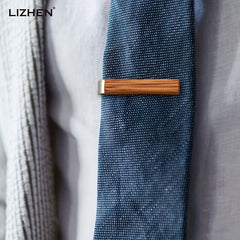 Men's Tie Clip Natural Wood Minimalist Style Business