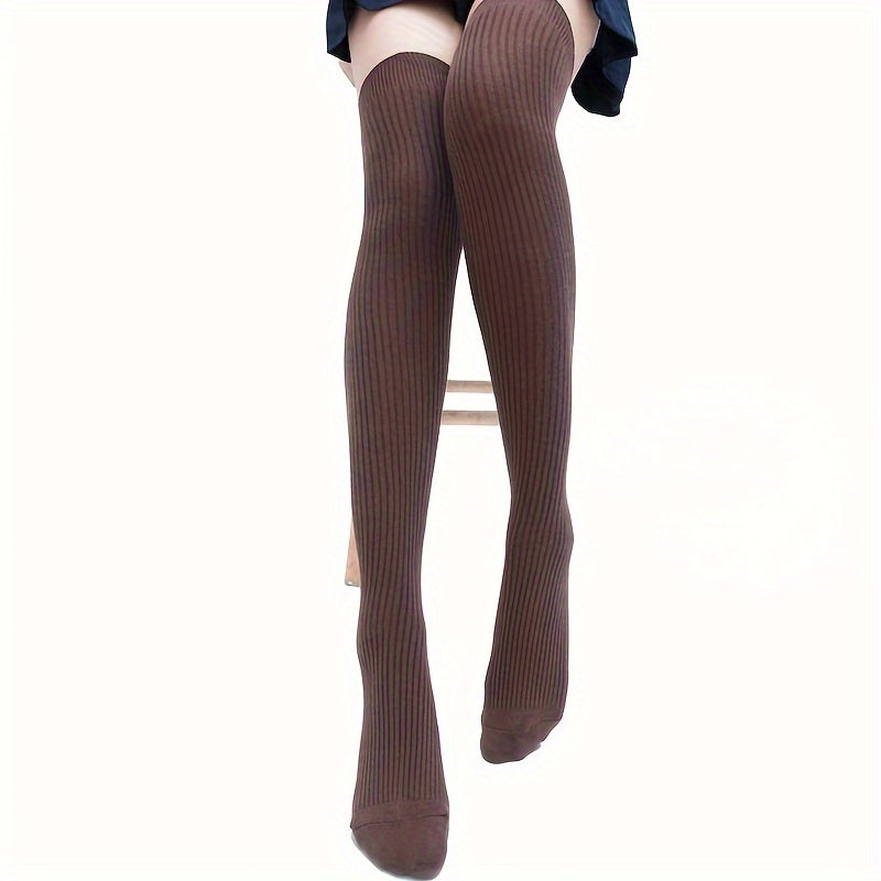 Women's Knee High Knitted Stockings Solid Comfort Outdoor Socks