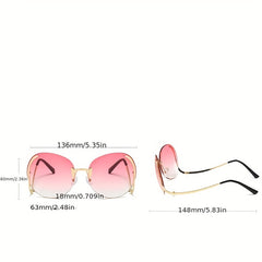 Oversized Rimless Sunglasses Round Gradient UV400 Sun Shades