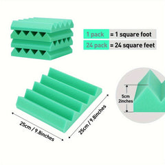 24pcs Green Sound Absorbing Cotton for Recording Room