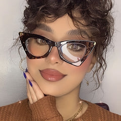 Tortoiseshell Clear Lens Cat Eye Glasses Anti Light Protection