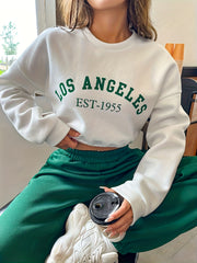 City Print Two Piece Set Long Sleeve Crop Sweatshirt & Joggers