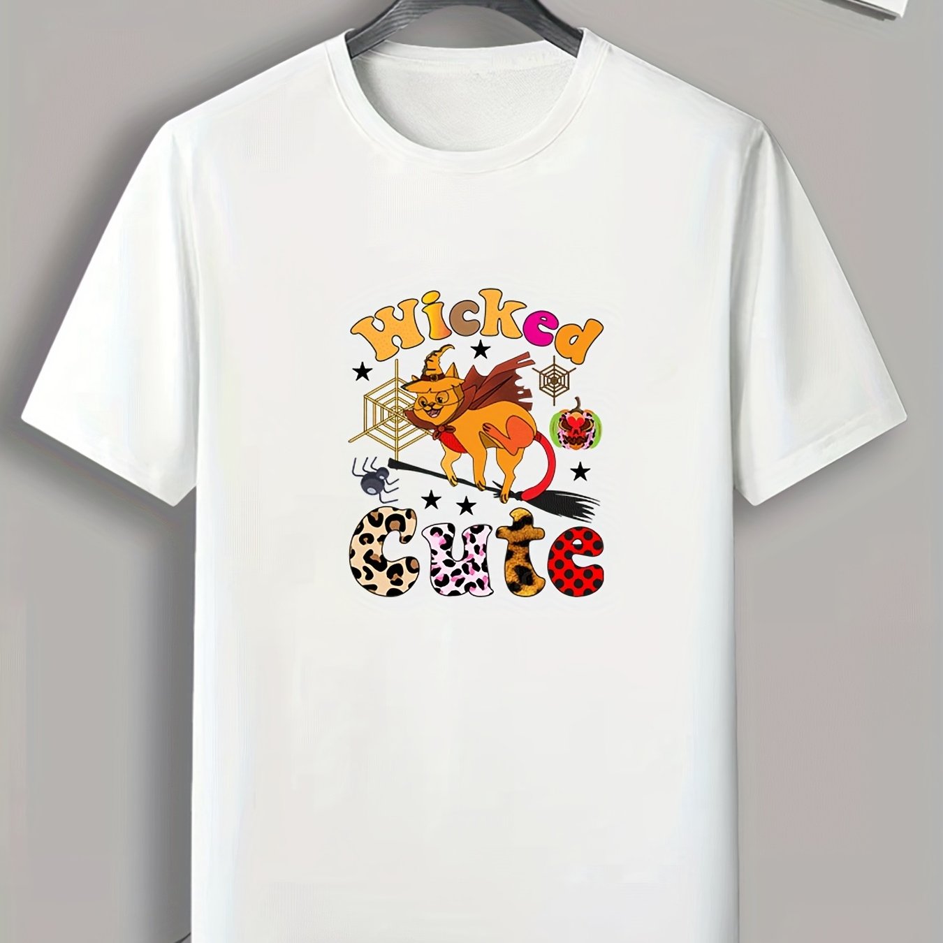 Men's Halloween Cat Graphic Print T-shirt