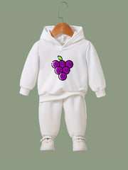 OERYUI Grapes Print Hooded Pullover Pants Set For Sports