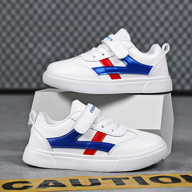 Girls Casual Sneakers Lightweight Breathable Hook And Loop Skate Shoes