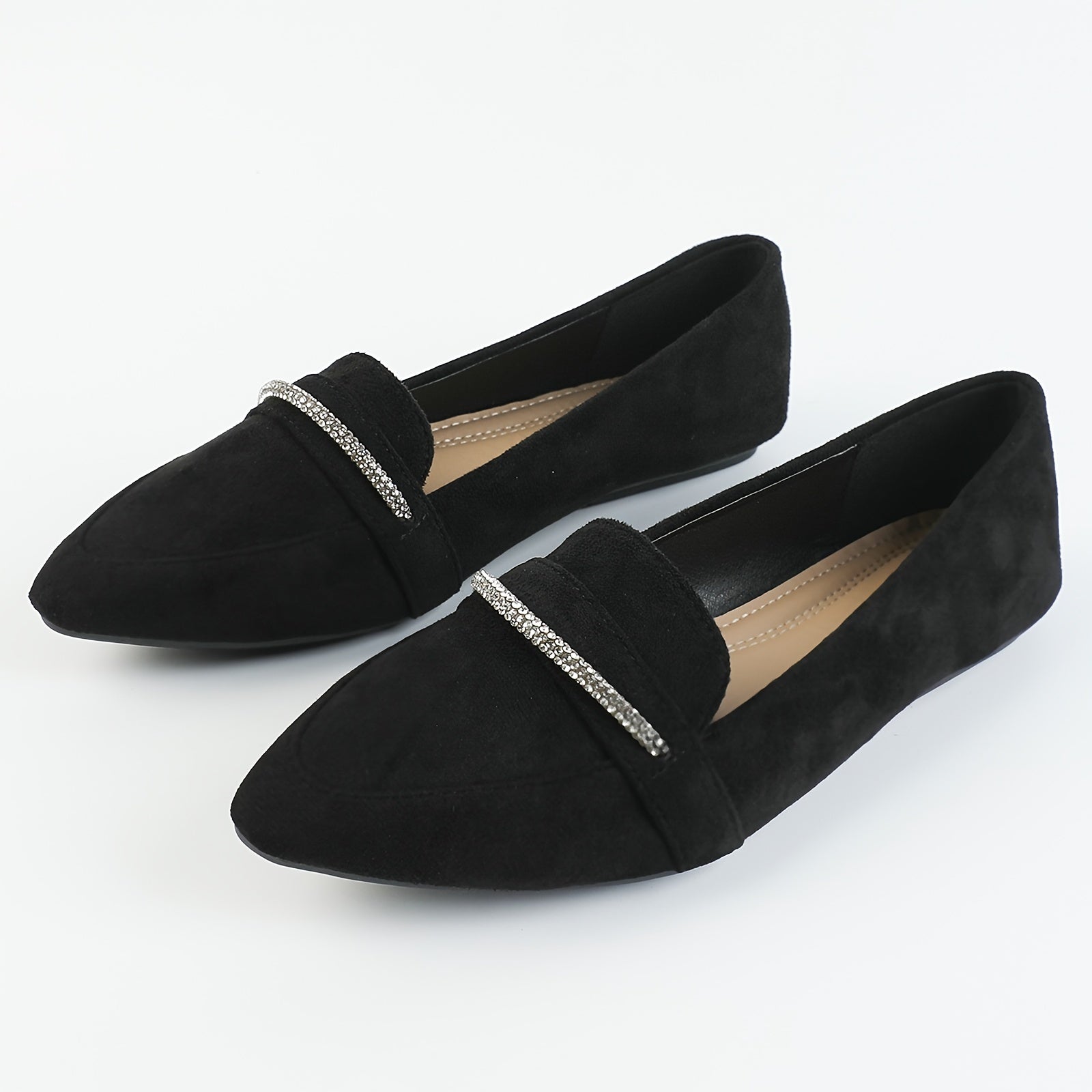 Women's Rhinestone Flat Shoes Closed Toe Slip On Lightweight Walking Shoes