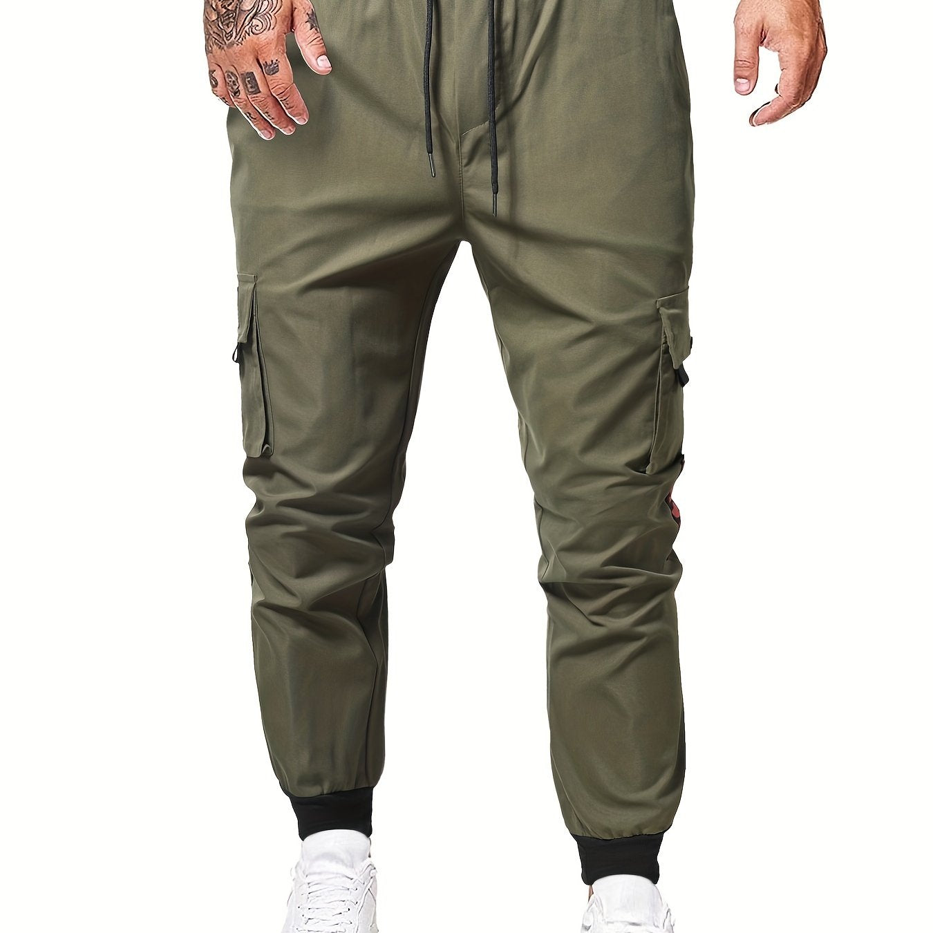 Men's Drawstring Cargo Pants with Large Pockets