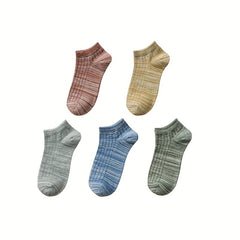 5 Pairs Soft Lightweight Ankle Socks for Women All Match Stockings