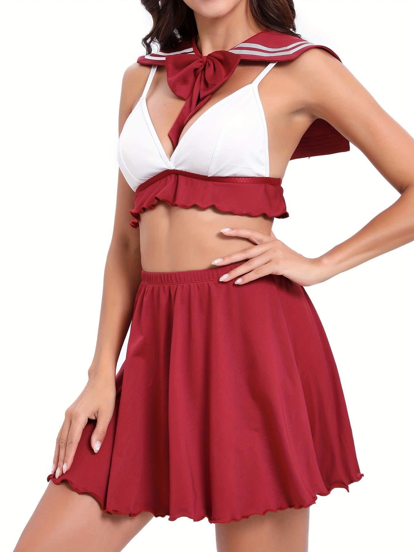 Sexy Sailor Role Play Costume Crop Top & Skirt Lingerie Set