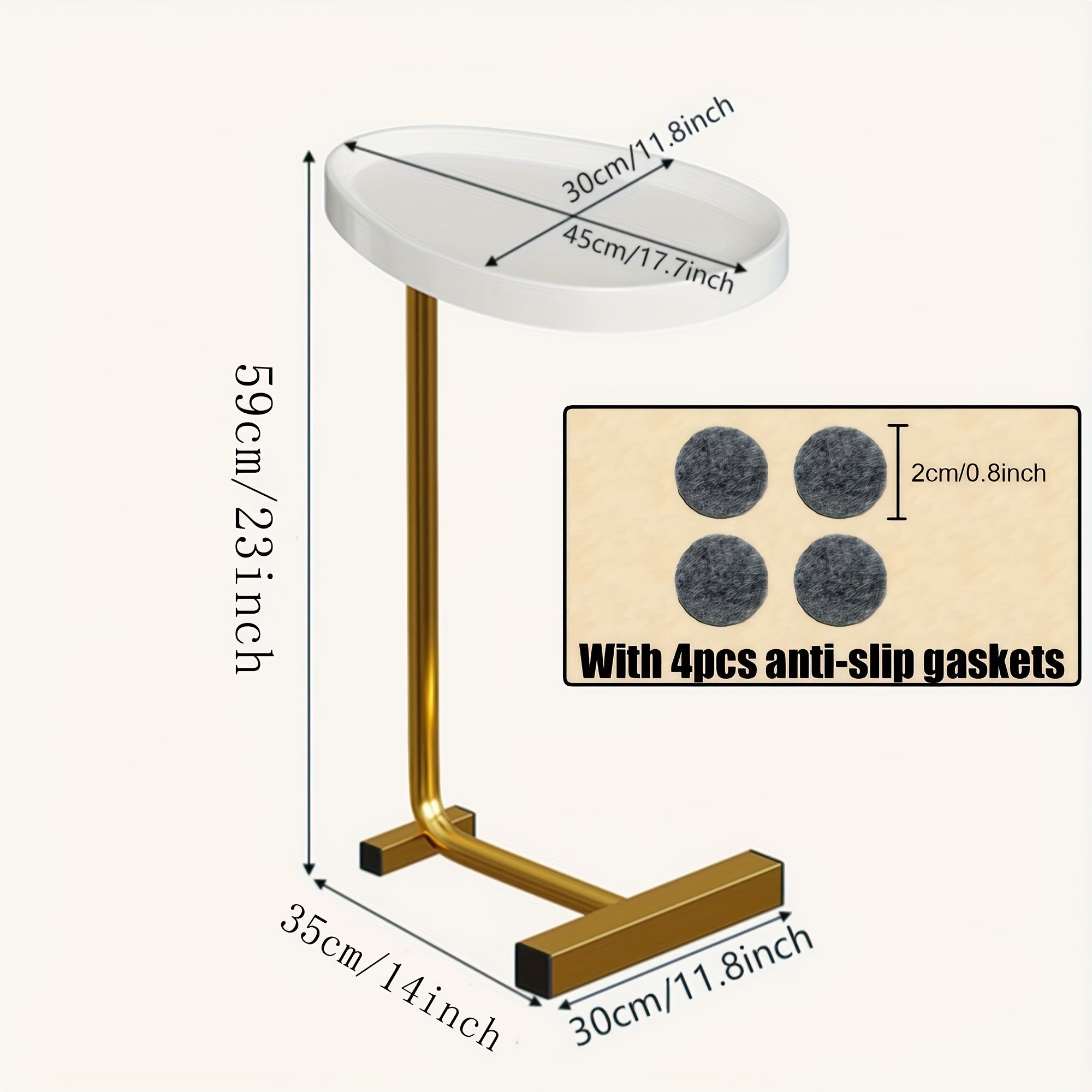 Small C-Shaped End Table for Living Room Sofa Bedroom Small Spaces