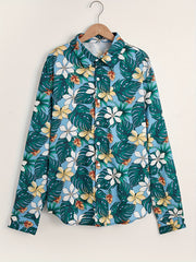 Flower & Leaves Pattern Men's Shirt For Autumn