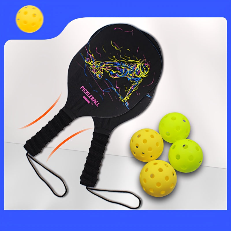 Pickleball Paddle Set with 2 Paddles, 4 Balls & Carry Bag