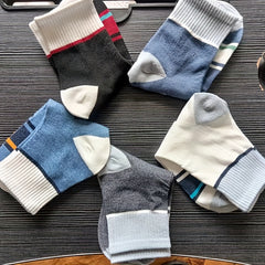 4pairs Men's Striped Quarter Socks Casual Sports Sweat-absorbing Breathable