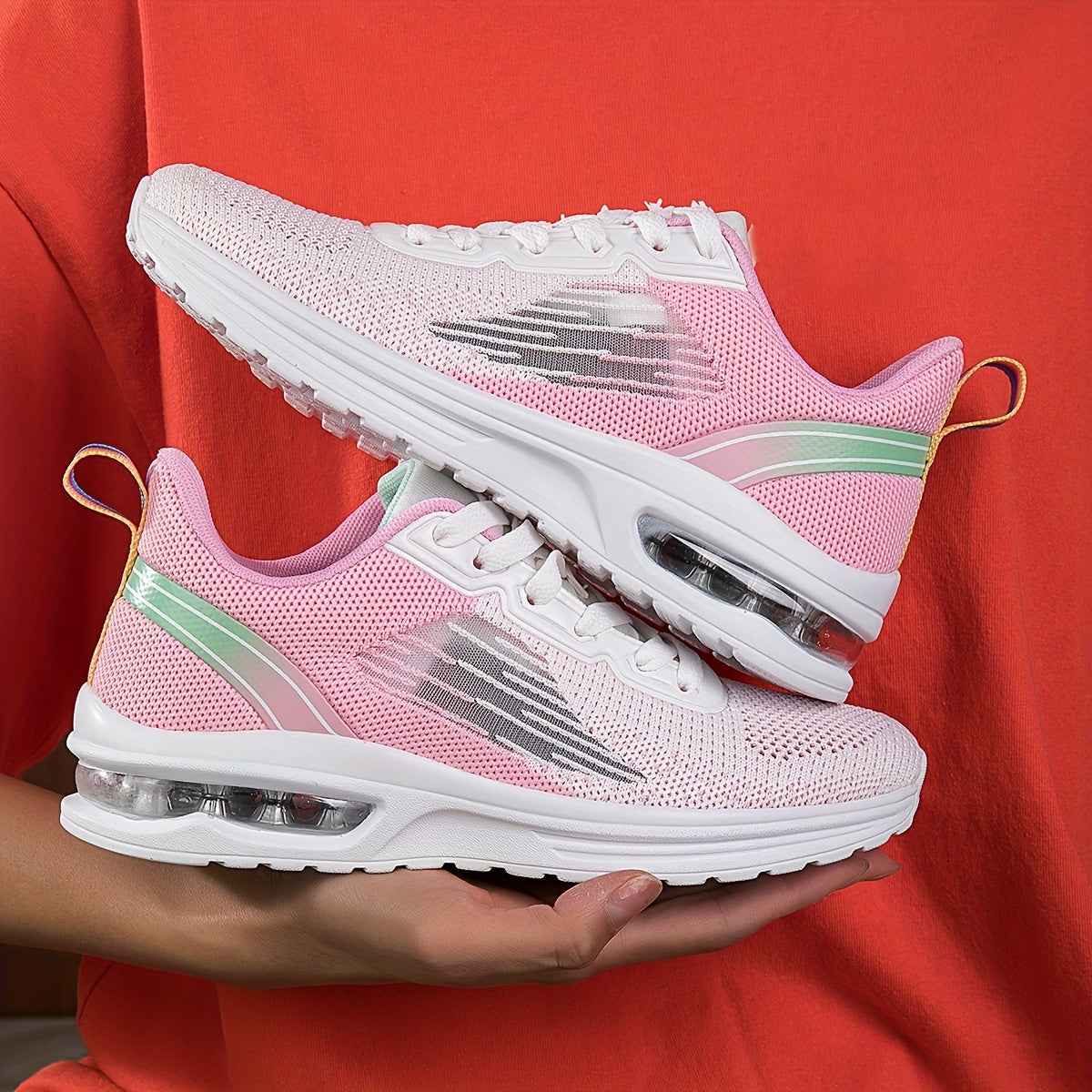 Women's Air Cushion Sneakers Low Top Lace Up Shoes
