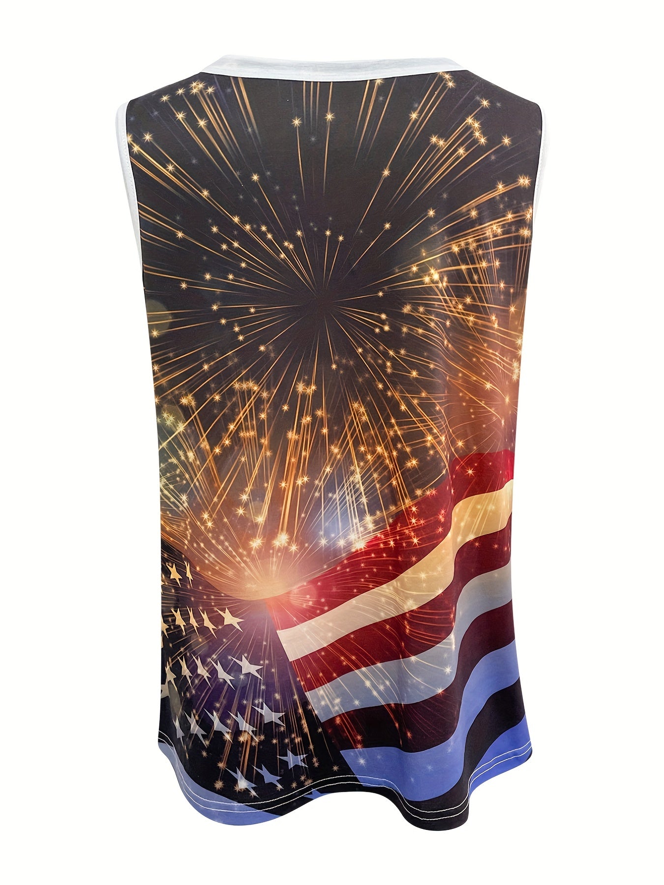 Flag Print V Neck Tank Top Independence Sleeveless Tank Top
