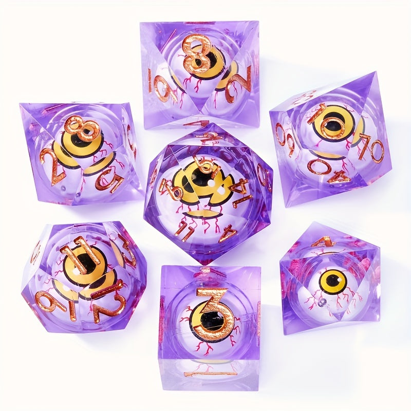 7pcs Rotatable Eyeball Polyhedral Dice Set for Cosplay Halloween Christmas