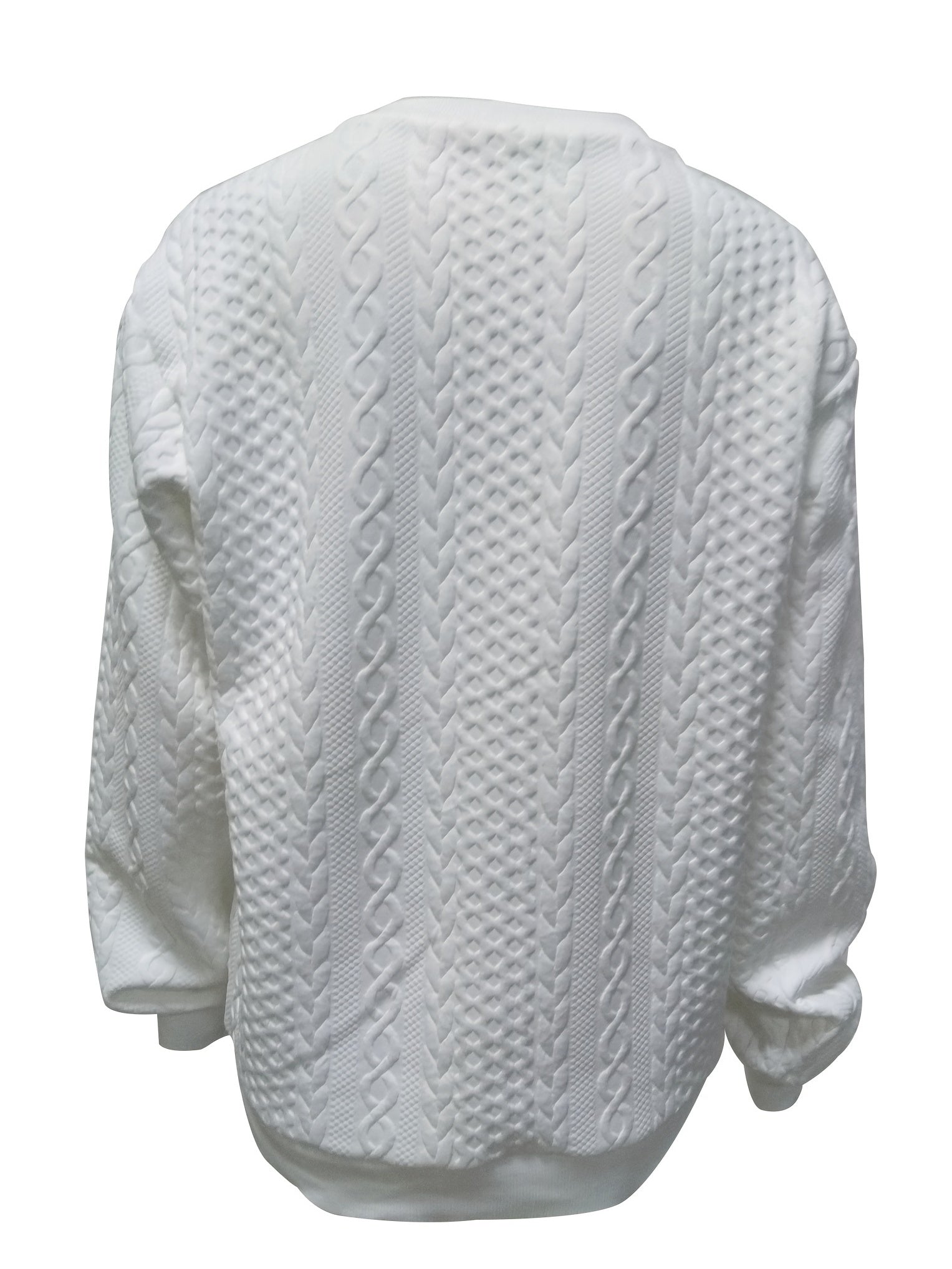 Twist Pattern Kangaroo Pocket Sweatshirt Crew Neck For Fall & Winter