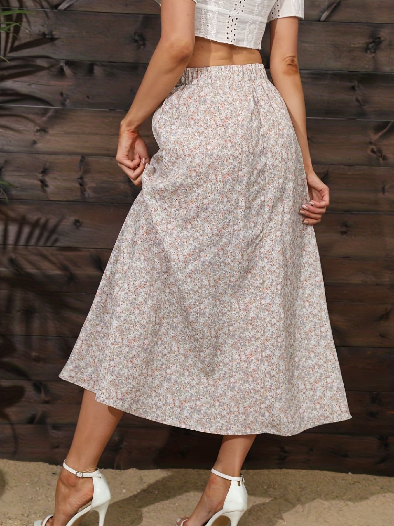 Boho Floral Print Maxi Skirts High Waist Loose Casual Skirts Women's Clothing