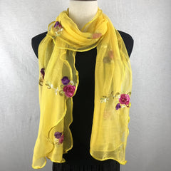 Yellow Lace Scarf Comfortable Breathable Shawl Beach Travel Head Wrap Women