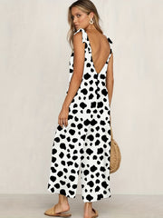 Floral & Skull Print Tied Cami Jumpsuit Casual Sleeveless Backless Jumpsuit