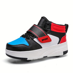 Boy's Roller Shoes - Hook and Loop Fastener Skate Sneakers Kids