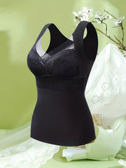 Lace Stitching Thermal Underwear Soft V Neck Sleeveless Top