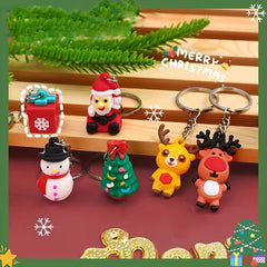 10pcs Cartoon 3D Christmas Key Chain Santa Claus Keychain Pendant