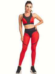 Two Tone Patchwork Sexy Yoga Leggings Moisture Wicking Workout Tights