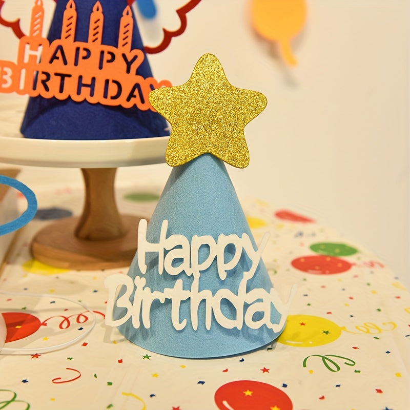 4pcs Birthday Hat Bow Smiley Face Cake Headwear Princess Photo