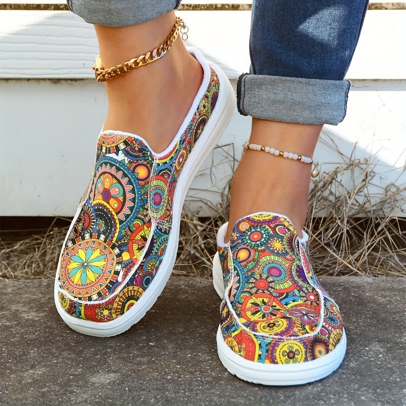 Women's Floral Print Canvas Slip-On Casual Shoes