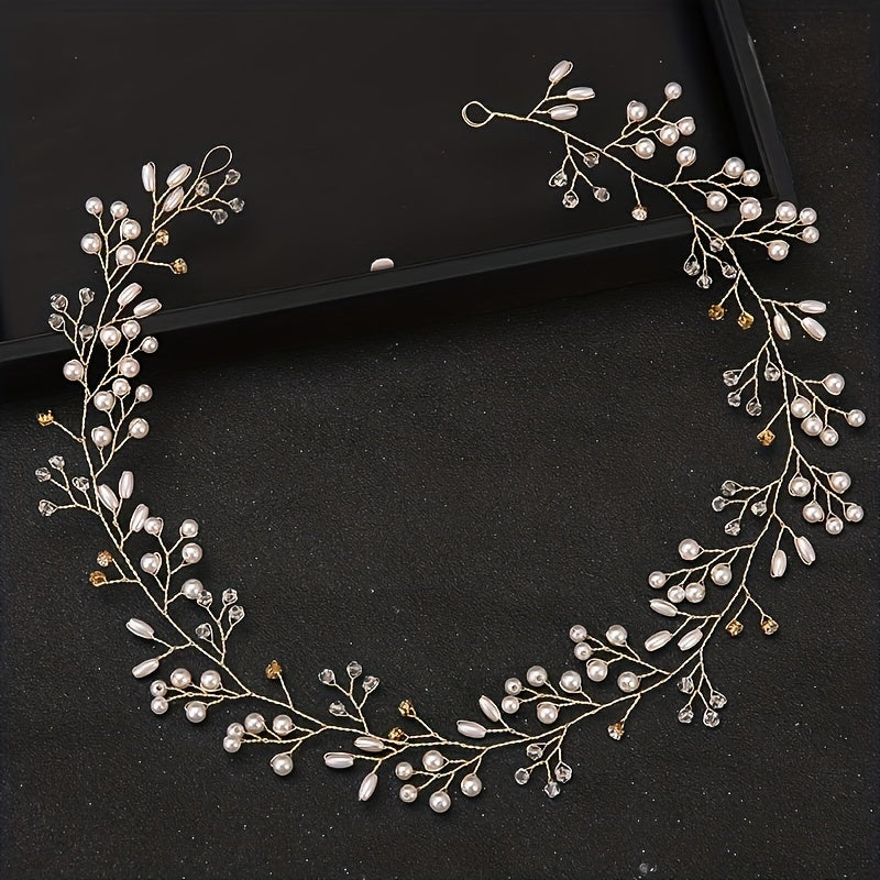 Golden Children's Pearl Headband Flower Girl Dressing Hair Accessories