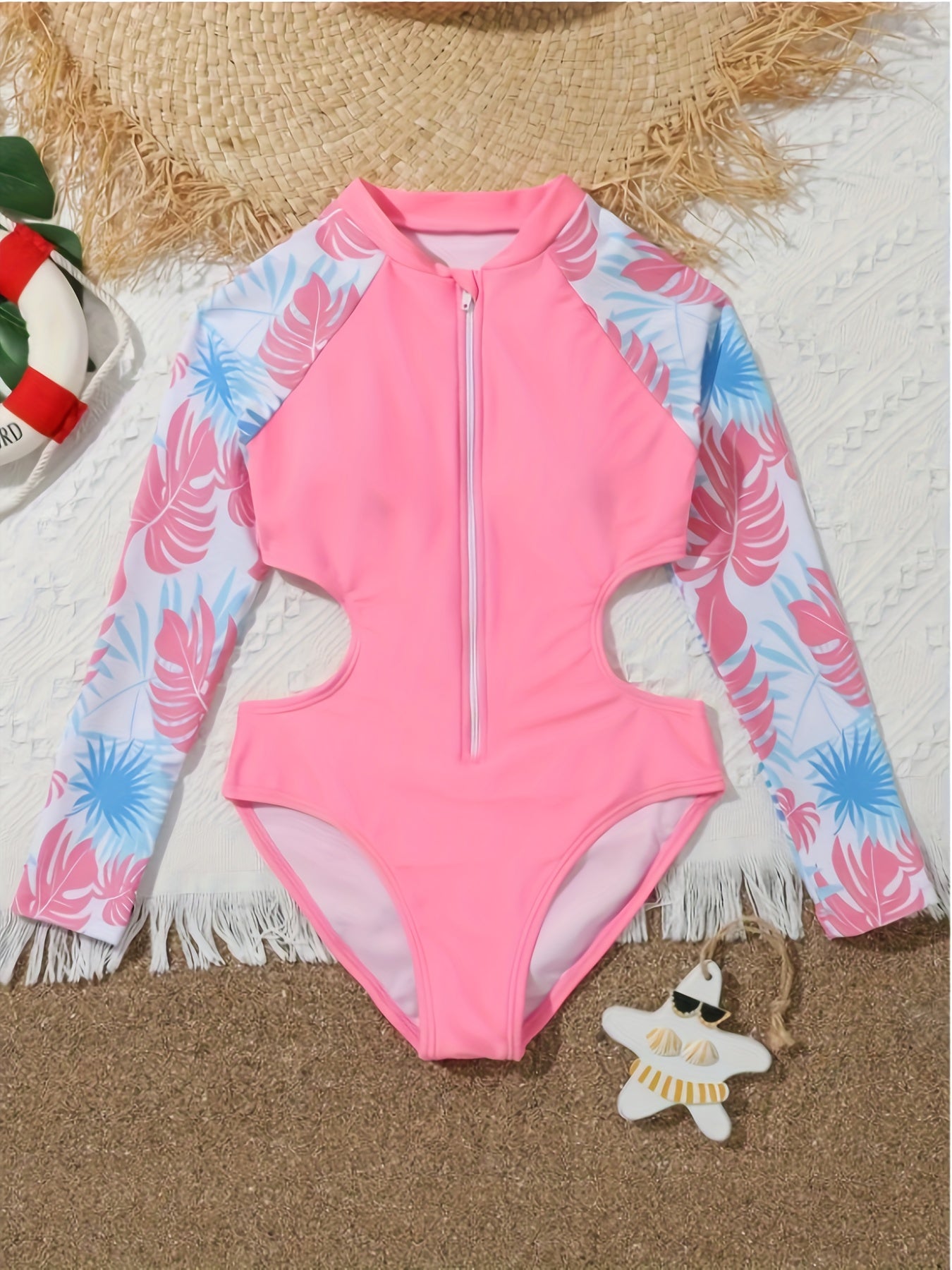 Girls Long Sleeve Swimsuit Cute Bathing Suit for Summer