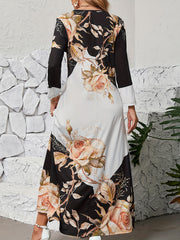 Colorblock Floral Print Maxi Dress