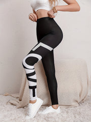 Colorful Letter Print Yoga Leggings High Waist Activewear