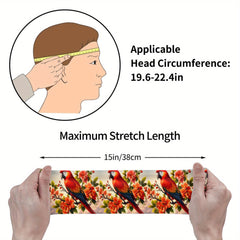 Floral & Bird Print Sports Headband Sweat Wicking Polyester for Yoga Gym Running