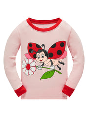 Girls Bee & Ladybug Print Pajamas Set - Tops & Pants