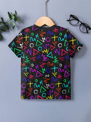 Boys Cartoon T-Shirt Doodle Print Kids Casual Top Summer Clothes